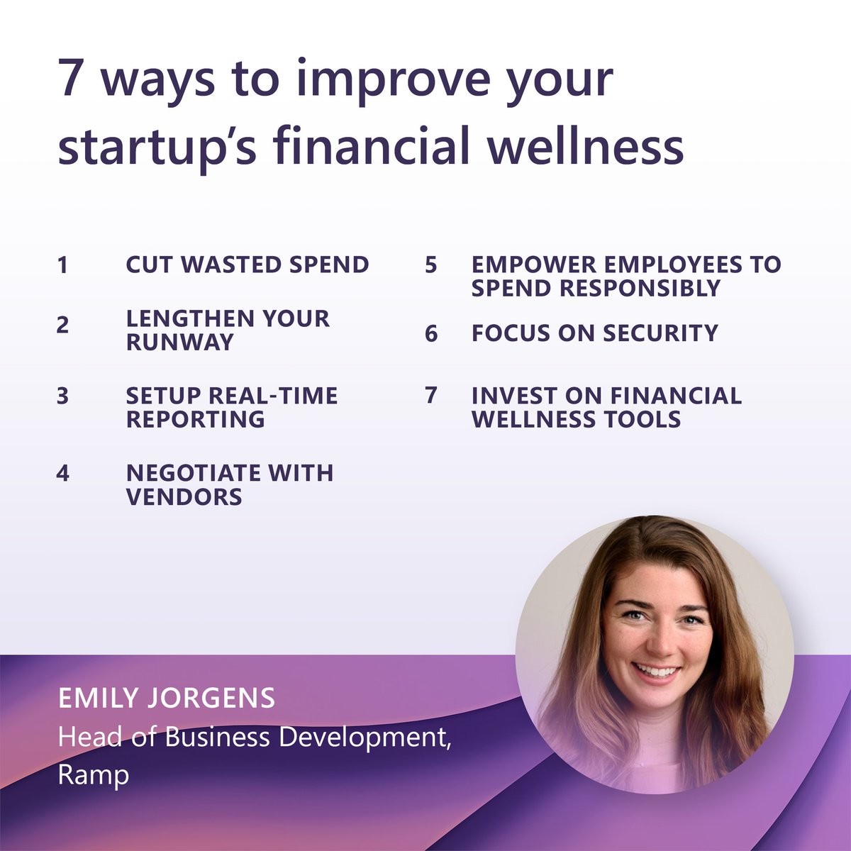Setting up solid financials in the early days of a startup can increase your odds of business success. How? <a href="/emily_jorgens/">Emily Jorgens</a> from <a href="/tryramp/">Ramp</a> gives 7 ways to achieve financial wellness in our latest blog. msft.it/6016jicBw