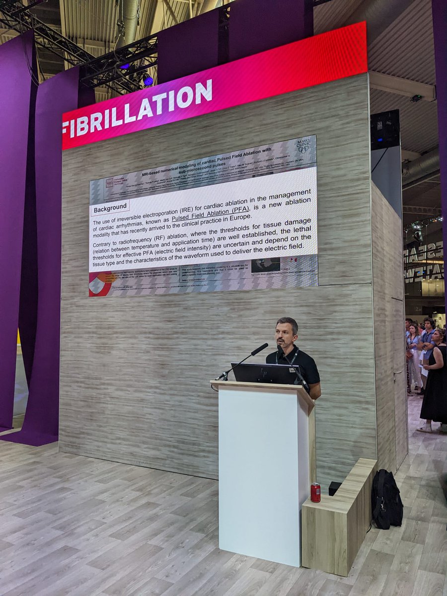 Last Saturday at #ESCCongress,  I showed how computational numerical models can help us understand and optimize Pulsed Field Ablation (PFA) treatments. A collaboration between <a href="/UPFBarcelona/">UPF Barcelona</a> and <a href="/MayoEPFellows/">Mayo Electrophysiology Fellowship</a>. 
Will these models be used as a treatment planning tool in the future?