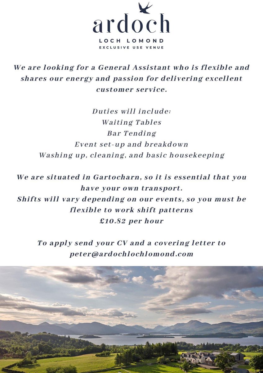 We are hiring a General Assistant! Email us to apply.