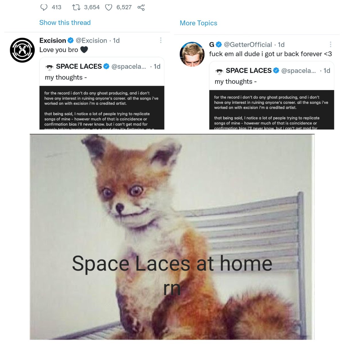 Vanguarddubstep's tweet photo. @spacelaces @Excision @getter @spacelaces
Sorry I had to https://t.co/vABTx5mPI8