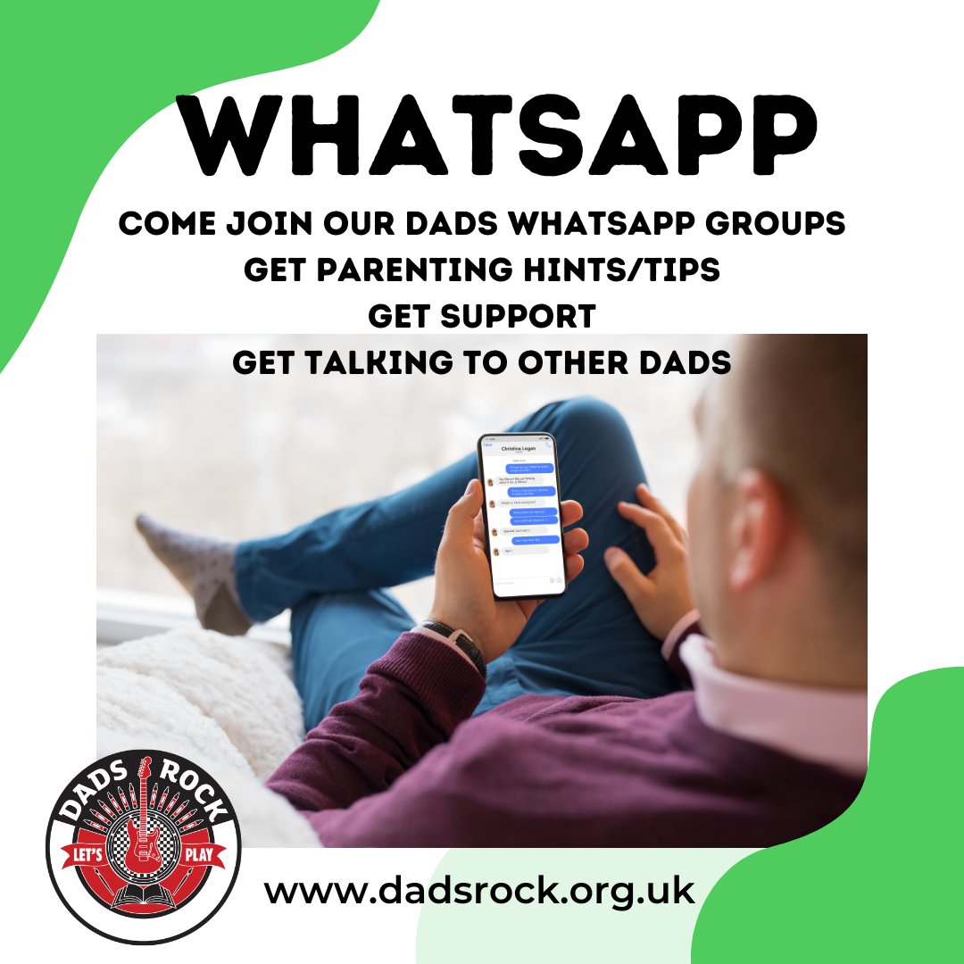 DadsRockOrg's tweet photo. Looking for advice, support, and tips about fatherhood?
Our WhatsApp group is a great place to get chatting with other dads, and to get useful tips and support!📱
If you'd like to join drop us an email at hello@dadsrock.org.uk or send us a dm!
#Dadsupport #dadstalk https://t.co/qCZIDt91RJ