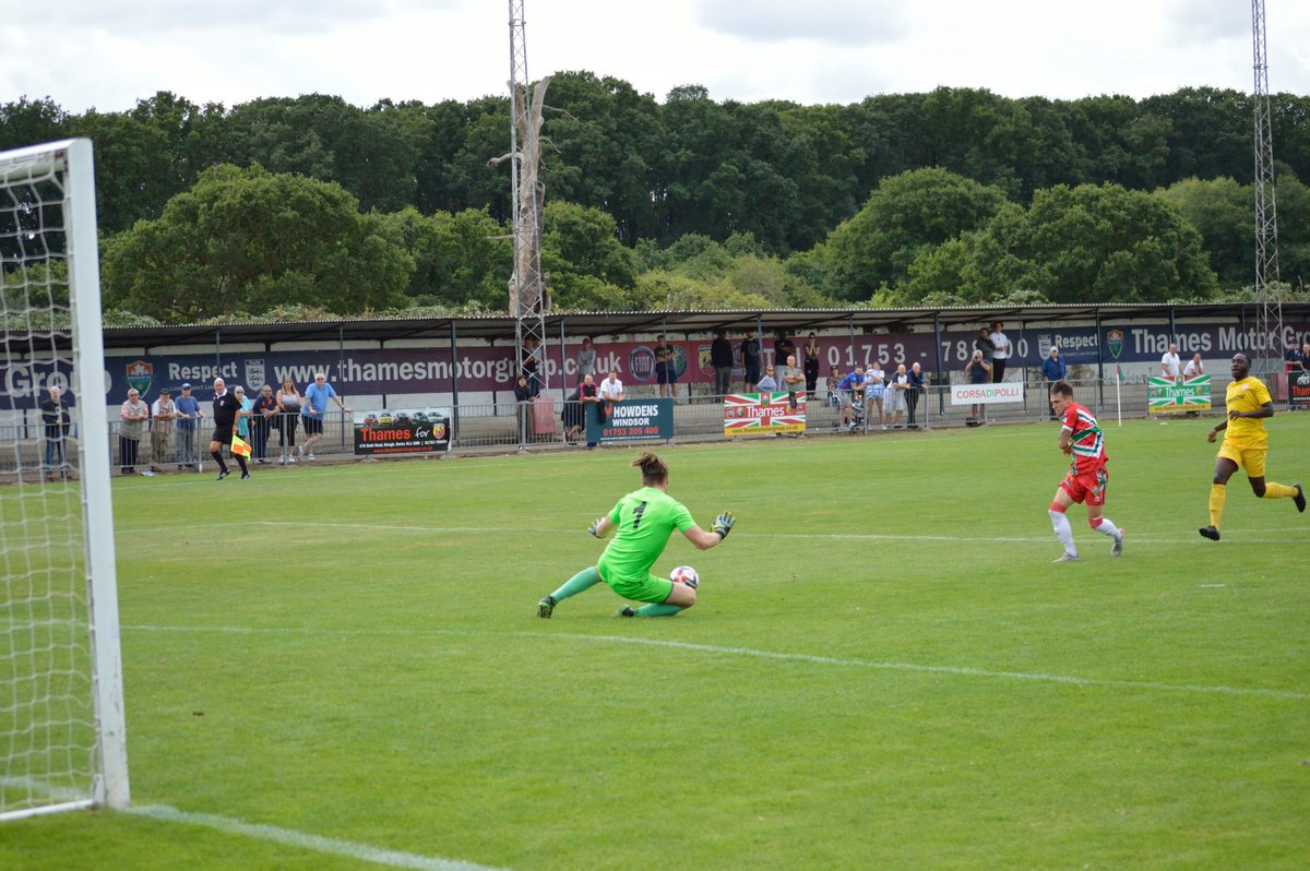 This is the moment just before <a href="/TWoodisse/">Ted Woodisse</a> first goal went in between <a href="/windsorfc/">Windsor FC</a> vs <a href="/FHFC1907/">Flackwell Heath FC</a>