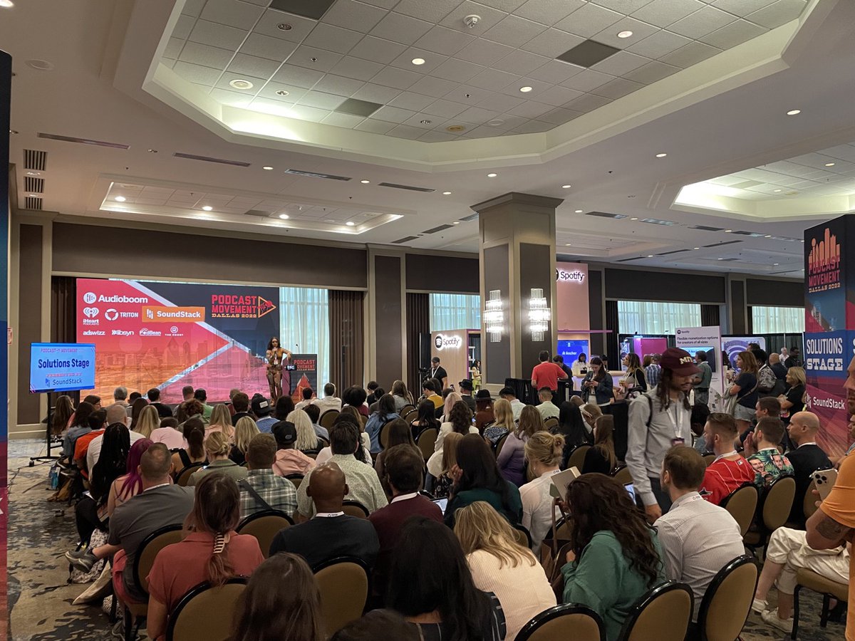 SoundStackHQ's tweet photo. .@PodcastMovement 2022 is officially a wrap!
Some highlights: Our very own @RockieThomas spoke at the @SoundsProfNews Business Leaders Summit, some packed days of awesome sessions at the SoundStack Solutions Stage, & of course, a bunch of great team time!
#PM22 #audiosimplified https://t.co/AXWWqT2GhK