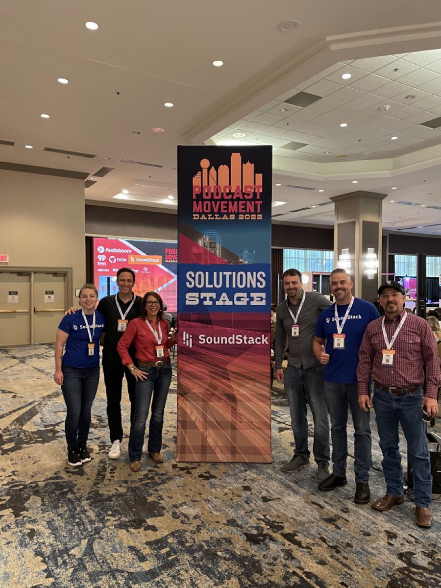 SoundStackHQ's tweet photo. .@PodcastMovement 2022 is officially a wrap!
Some highlights: Our very own @RockieThomas spoke at the @SoundsProfNews Business Leaders Summit, some packed days of awesome sessions at the SoundStack Solutions Stage, & of course, a bunch of great team time!
#PM22 #audiosimplified https://t.co/AXWWqT2GhK