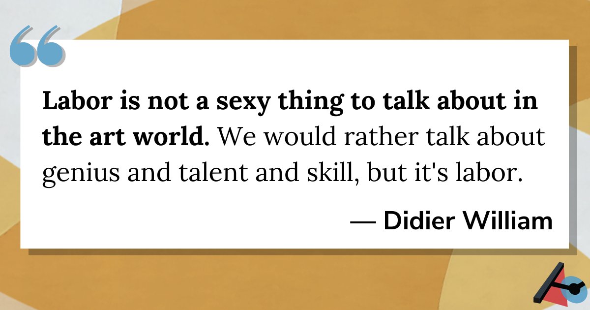 jccabel's tweet photo. "Labor is not a sexy thing to talk about in the art world. We we'd rather talk about genius and talent and skill, but it's labor."

Despite all of the cultural romanticizing, creating art is labor (and that fact demands that we prioritize self care): https://t.co/hup50vAaCO https://t.co/eUBG7BOHaT