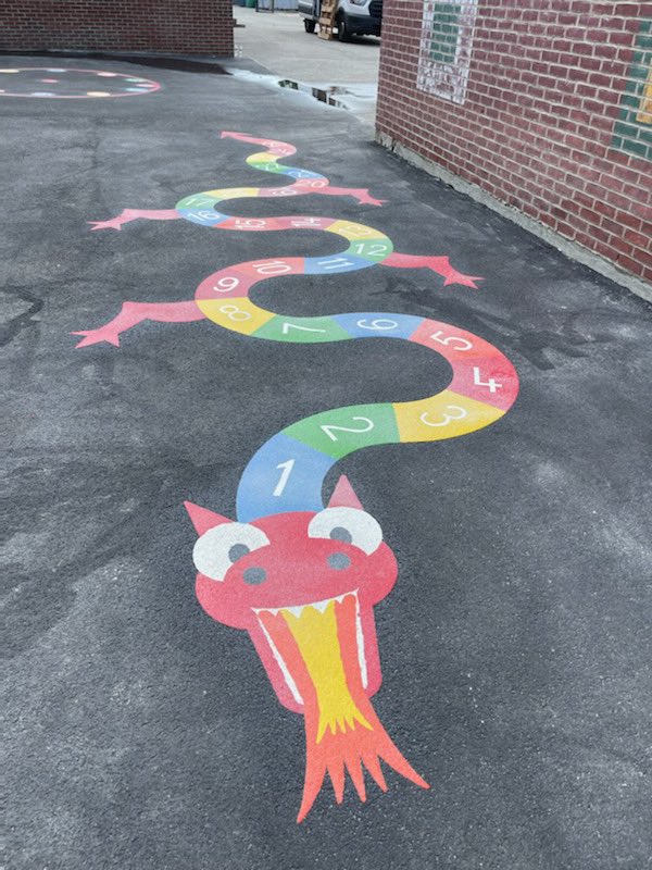 MBlady7's tweet photo. Wow!!! Thank you to our Searingtown PTA for gifting us with these AMAZING, interactive, and engaging playground markings. @Edumarking you have made our math dreams come to life! We can’t wait to see the joy and smiles when our Scotties see it 🐾@SearingtownK5 @HerricksSchools https://t.co/luxD3XMKq0