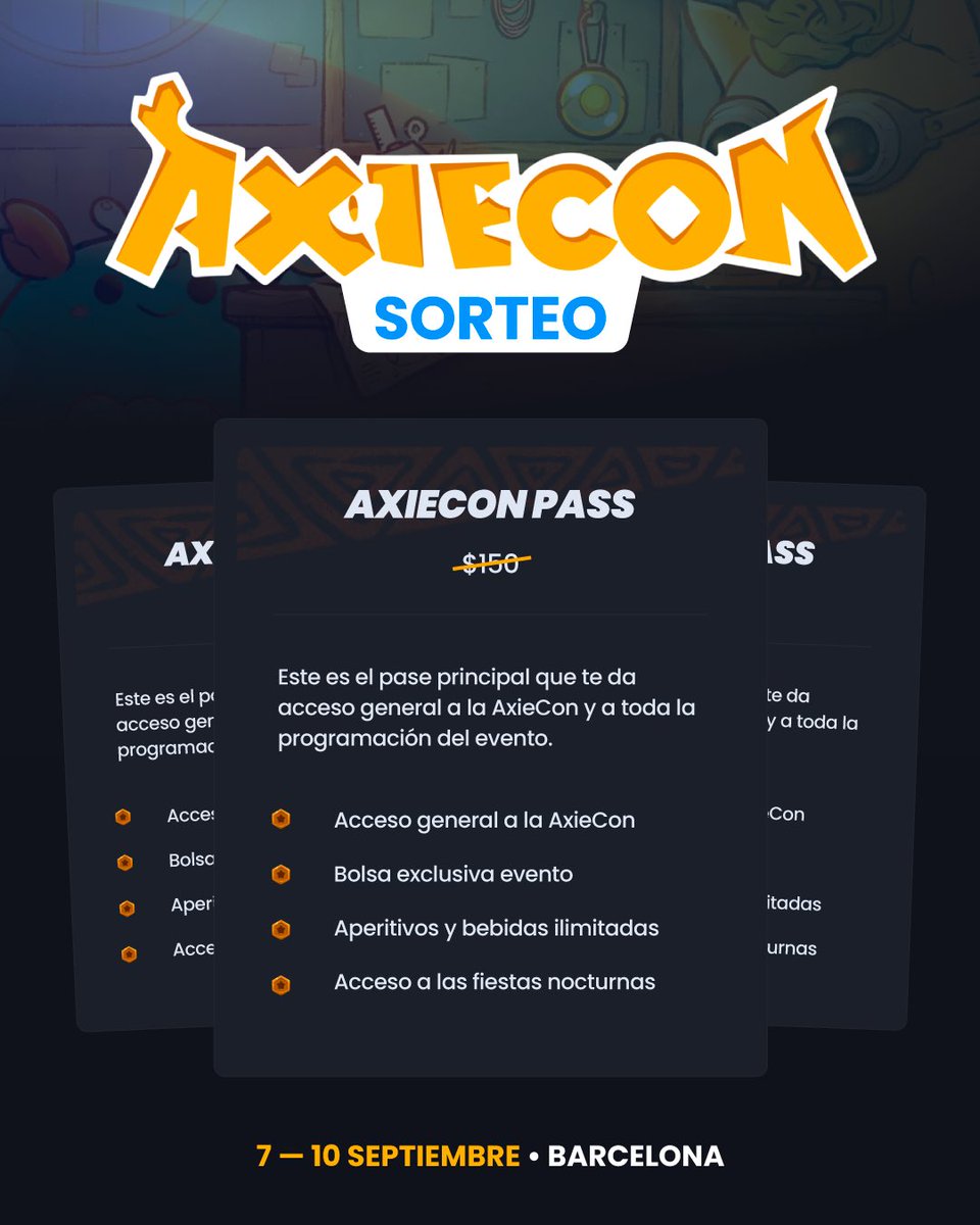healthy_pockets's tweet photo. 🔥SORTEO $600🔥

Os traigo un Nuevo Sorteo de 2 Pases Dobles para la AxieCon de Barcelona Valorado cada uno en $300🔥🥳

Requisitos:

1️⃣ ❤️ y RT ✅
2️⃣ Seguir a @healthy_pockets y @BitBase_es 🥳
3️⃣ Menciona a 3 Amigos 🙌

Mucha Suerte 🍀 https://t.co/DY898tTfIH