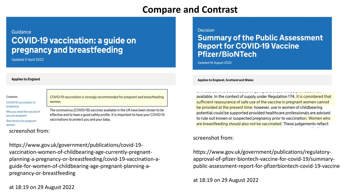 profnfenton's tweet photo. Compare and contrast. Two screenshots taken just now from UK Government website - directly contradictory recommendations about the vaccine for pregnant women.
Full story: https://t.co/Kf1t9A3a4P https://t.co/FHKDI13nOm