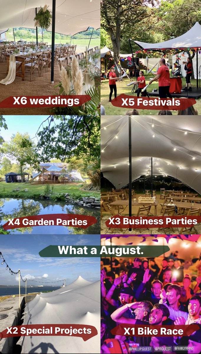 AfonEvents's tweet photo. Afon Events, August 2022:
- X6 weddings
- X5 festivals
- X4 Garden Parties
- X3 Business Summer Parties
- X2 Special Projects
- X1 Bike race

From the @eisteddfod to a special project we’ve been part of on Thorne Island. The events industry recovery in full swing.

#eventprofs https://t.co/mtRrKuJ1db