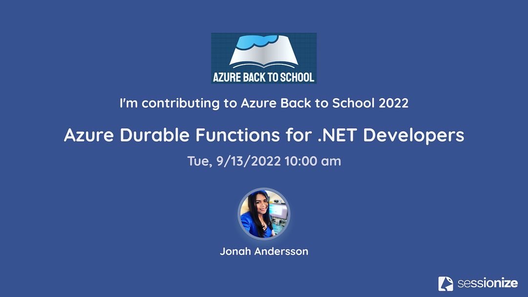 cjkodare's tweet image. 🎙I’m happy to share that I will be contributing about #azuredurablefunctions for .NET developers and Azure Service Bus at  #AzureBackToSchool 2022! 

Check out the sessions at azurebacktoschool.github.io/edge%20case/az…

#serverless #azurefunctions #azureservicebus #cloudfamily #dotnet #mvpbuzz