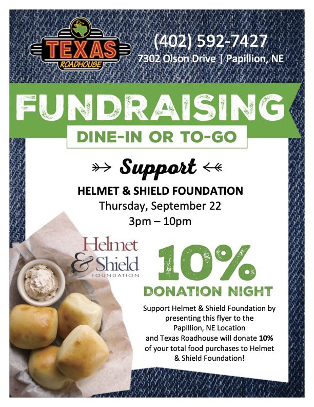 Mark your 🗓!!  Grab a delicious meal and help support local👮🏻 and 👨‍🚒.   Great big Texas sized shout out to <a href="/texasroadhouse/">Texas Roadhouse</a> for helping us out with this.