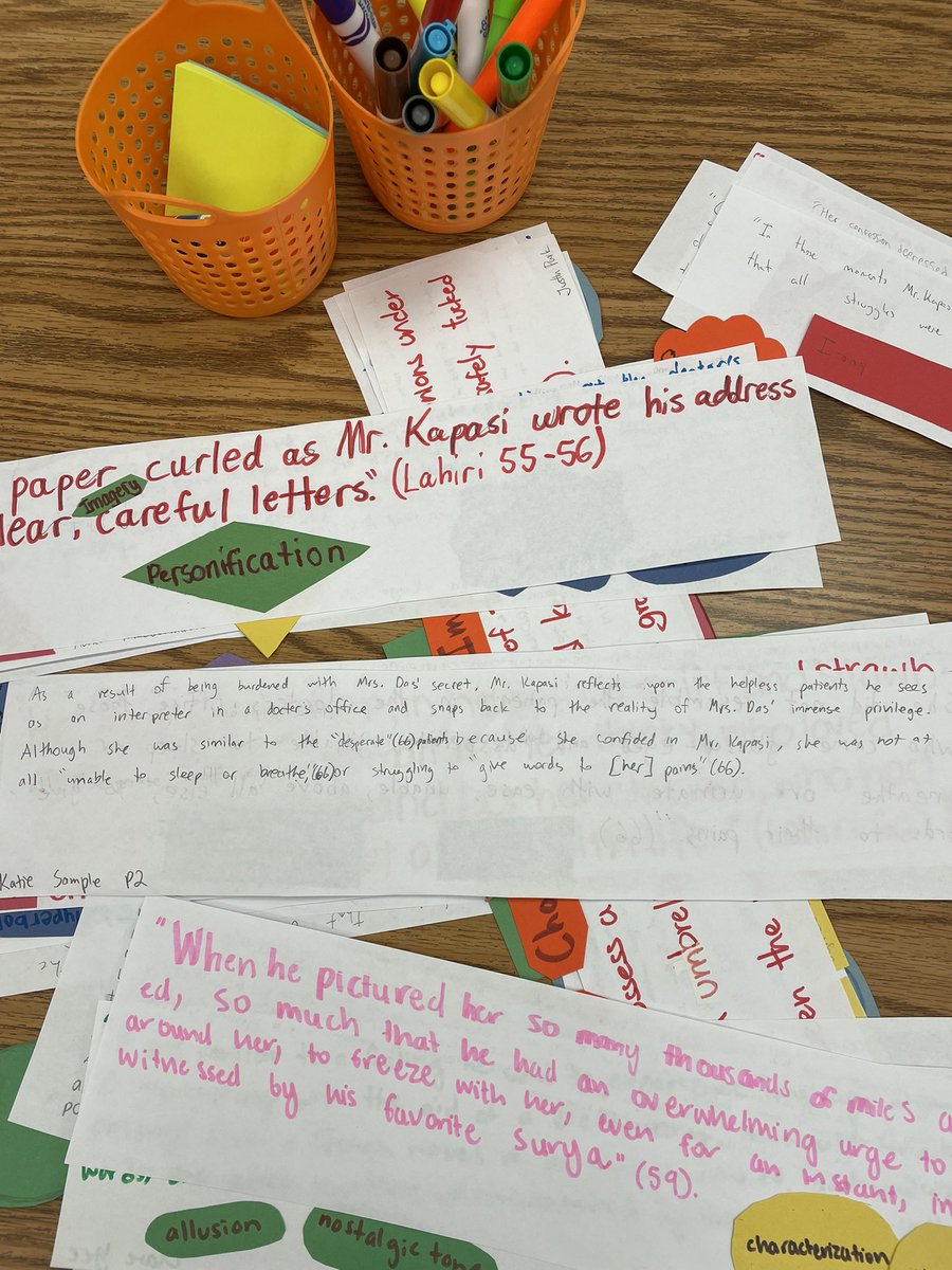 A favorite way to start the year- with a refresher on how authors use language to make meaning &amp; low-stakes writing! Thank you (every August!), <a href="/TalksWTeachers/">Brian Sztabnik</a>, for your Pin the Quote exercise! #chantillypd #aplitchat