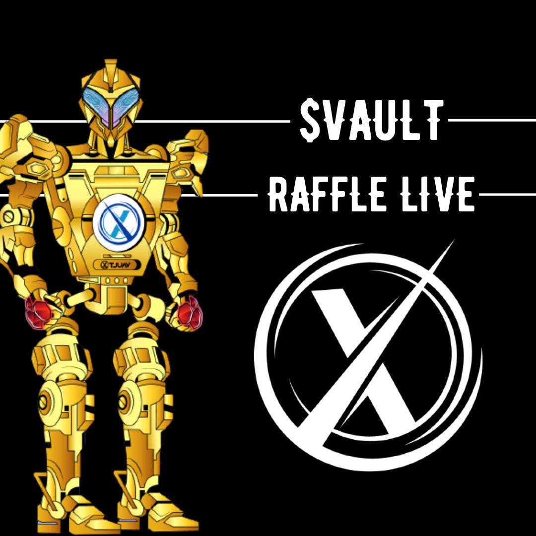 The Wait is over!!!
#Raffle Platform is live!!!

Don't miss the chance to grab one of only 2 legendaries out of the cage!
Ticket: 50 $VAULT
FP: 20 $SOL

Grab your $VAULT and enter the Raffle now: raffle.thevault-x.com

1/2

#SolanaNFTs #NFTGiveaway #NFTs