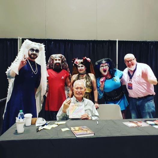 SFSisters's tweet photo. Yesterday the Sisters bestowed actor George Takei our highest honor, the title of Saint!  For now on, George Takei can also be known as Saint Perspicacious, Patron Saint of Making It Okay, Steady Hand at the Helm of Social Justice, Boldly Showing that No Frontier is Final! https://t.co/KZfGScAaCp