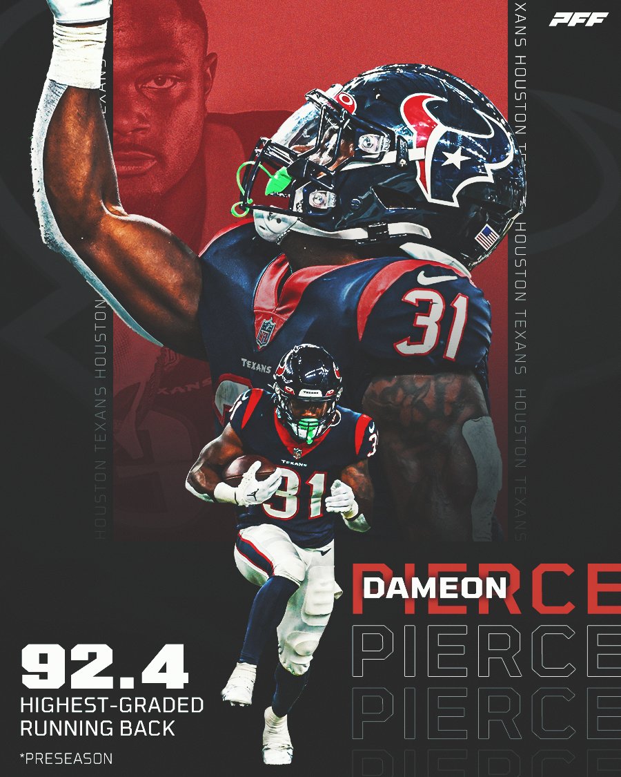 PFF_Fantasy's tweet photo. Dameon Pierce is a future star ⭐️ https://t.co/XPSjBZkCOZ