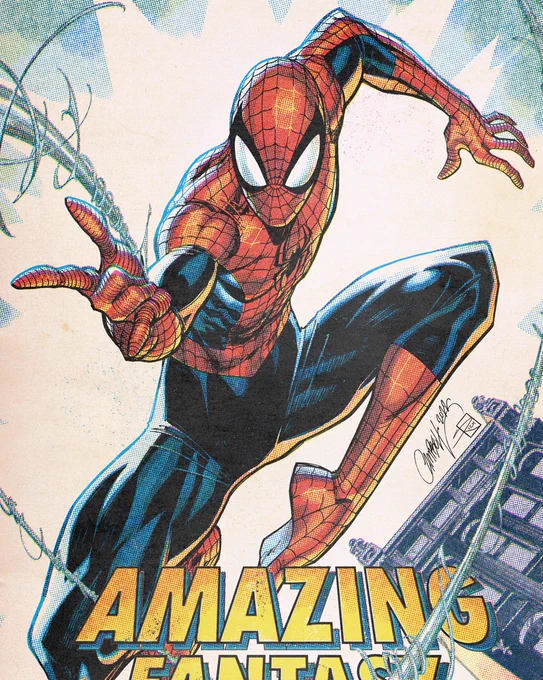 Hitting comic book shops this   `s AMAZING FANTASY #1000 featuring #SpiderMan ! 3 covers by myself &amp;  (standard, virgin, &amp; full-retro. Swipe to see the Hybrid/Retro comparisons. 
