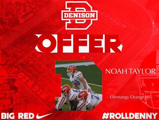 After a great call with <a href="/coachhatem/">Jack Hatem</a> I’m excited to announce I have received an offer from Denison University! Thank you again <a href="/coachhatem/">Jack Hatem</a> <a href="/imaz77/">Ian Formaz</a> and thank you to all my coaches for helping me become the player I am. @orangefbcoach <a href="/CoachBerndt21/">Matt Berndt</a> <a href="/CoachRoth30/">Bobby Roth</a>