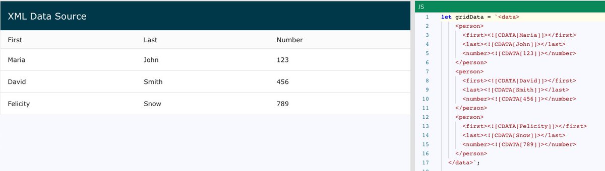 ZingGridLib's tweet image. 🙌Make Javascript Tables easy with ZingGrid v1.4.0🙌

We have now added the capability to detect types of static data source based on content! Support added for static CSV and XML!👏

For all the latest new features of ZingGrid v1.4.0, head to zinggrid.com/docs/change-log! #javascript