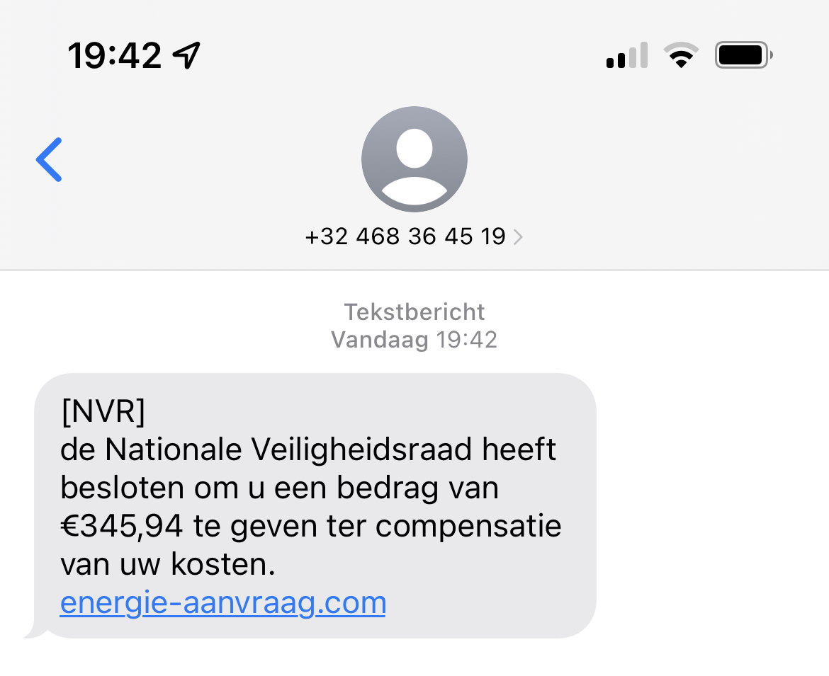 And another #phishing from +32468364519 #nvr <a href="/BeSafeBEL/">BeSafe</a> @PolitieMeWi <a href="/PZAntwerpen/">Politie Antwerpen</a>