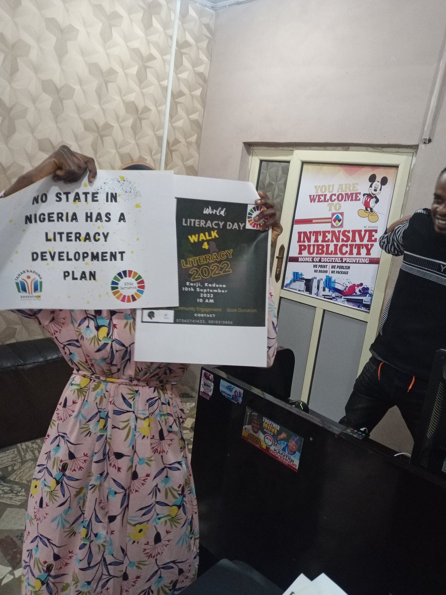 namse's tweet photo. The rain tried to stop us but we move. September 10th is the date.
My good friend @dramani_4u contributed by printing some posters for us.
Thanks to all who are supporting us.
#Walkforliteracy #EducationForAll #LiteracyDay #Literacymatters https://t.co/SALIYu8X8g