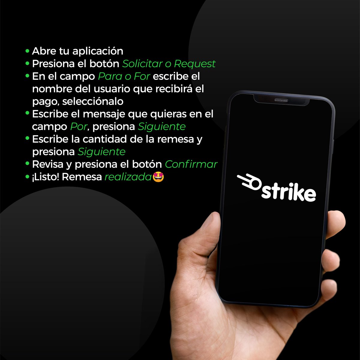 Lo que quieras con Strike 🤩⚡️ Solicita tus pagos en segundos 😎 Tienes el control en tus manos