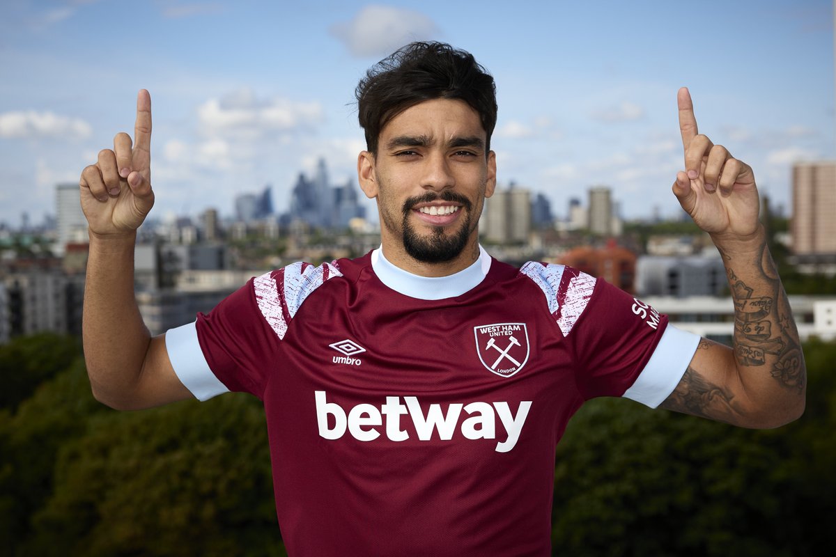 WestHam's tweet photo. Lucas Paqueta in Claret and Blue. YES. 🤩 https://t.co/r2uVlVm4cd