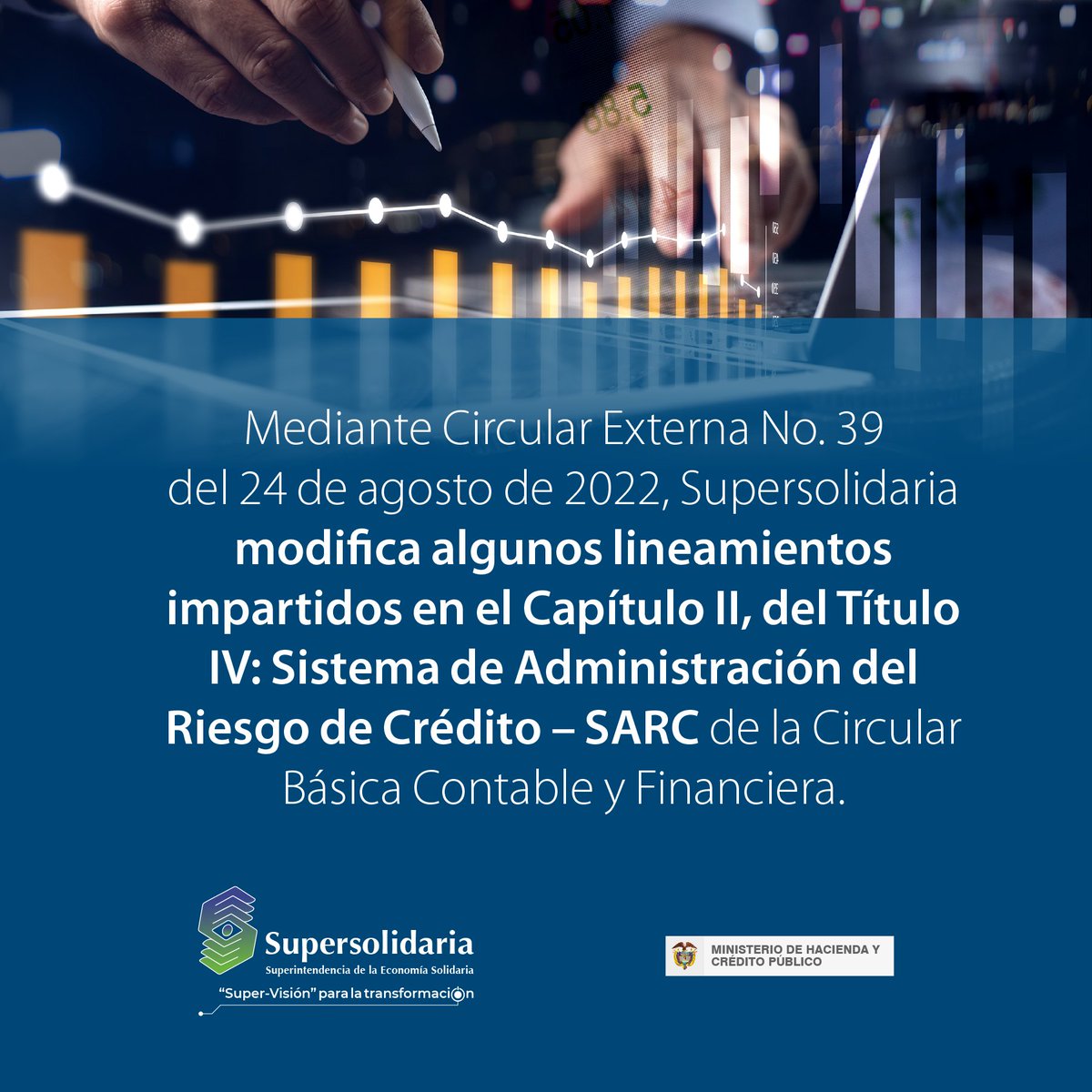 supersolidaria_'s tweet photo. 🔔#NoticiasSupersolidaria 📄Se modifican algunos lineamientos del Sistema de Administración del Riesgo de Crédito (SARC). Amplía la información aquí 👉 https://t.co/WoUECcPows https://t.co/wLmhasJIDy