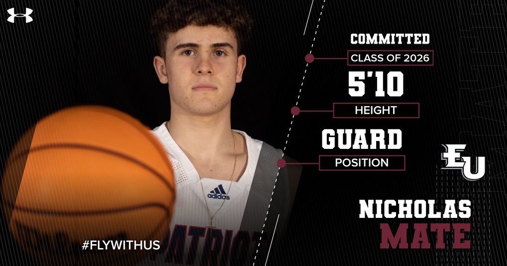 We want to start this week off introducing you all to Nicholas Mate. Nick comes to us from the Florida Christian School in Miami, FL, and will be majoring in Business at Eastern. Nick is a sharpshooter, who will bring great energy and help to our squad this season! #FLYWITHUS 🦅