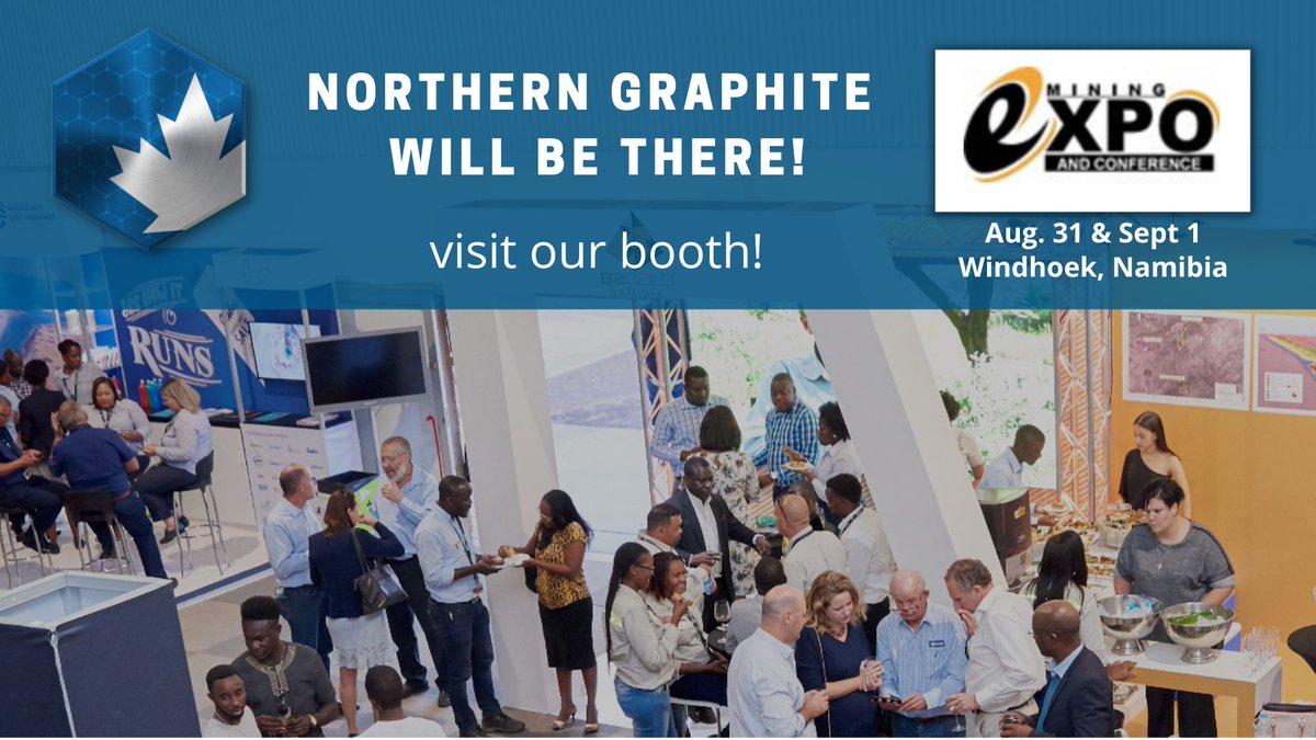 TSXV_NGC's tweet photo. Visit Northern Graphite at the 9th Mining Expo & Conference - Mining Expo Namibia in Windhoek Wednesday & Thursday! Learn about what we are doing at Okorusu and Okanjande and meet the team! 🇳🇦
https://t.co/WmzyP6LKHN
#graphite #namibia #mininginnamibia https://t.co/HmTXhV2MYK