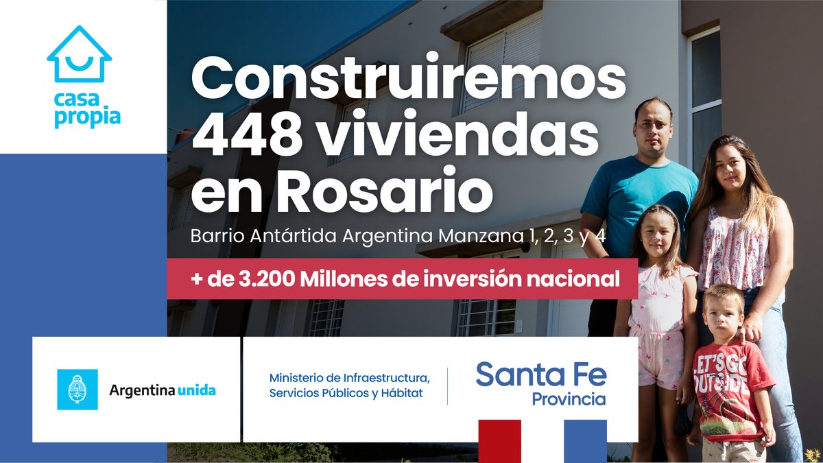 GobSantaFe's tweet photo. 🏘️Licitamos en #Rosario la construcción de 448 viviendas del programa Casa Propia con una inversión de más de 3.200 millones de pesos. https://t.co/yZupRVRA70