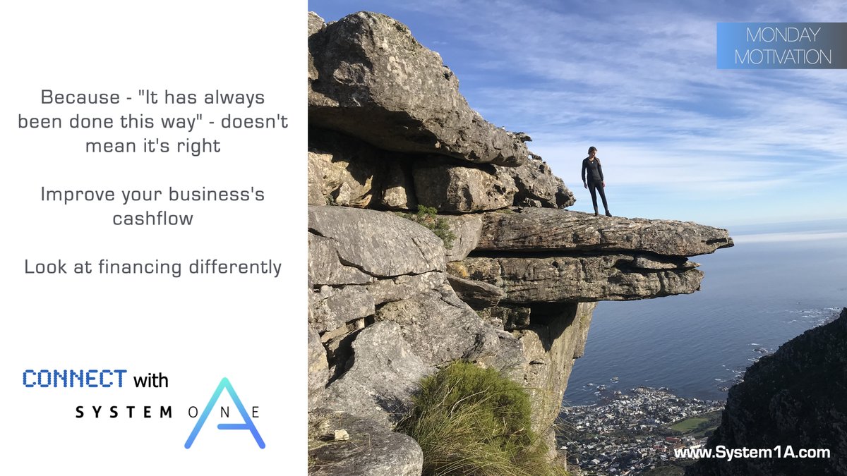System_1A's tweet photo. Because - "It has always been done this way" - doesn't mean it's right
Improve your business's cashflow
Look at financing differently
#MondayMotivation #financing #cashflow #mondaythoughts #factoring #overdrafts https://t.co/bndNta5MSK