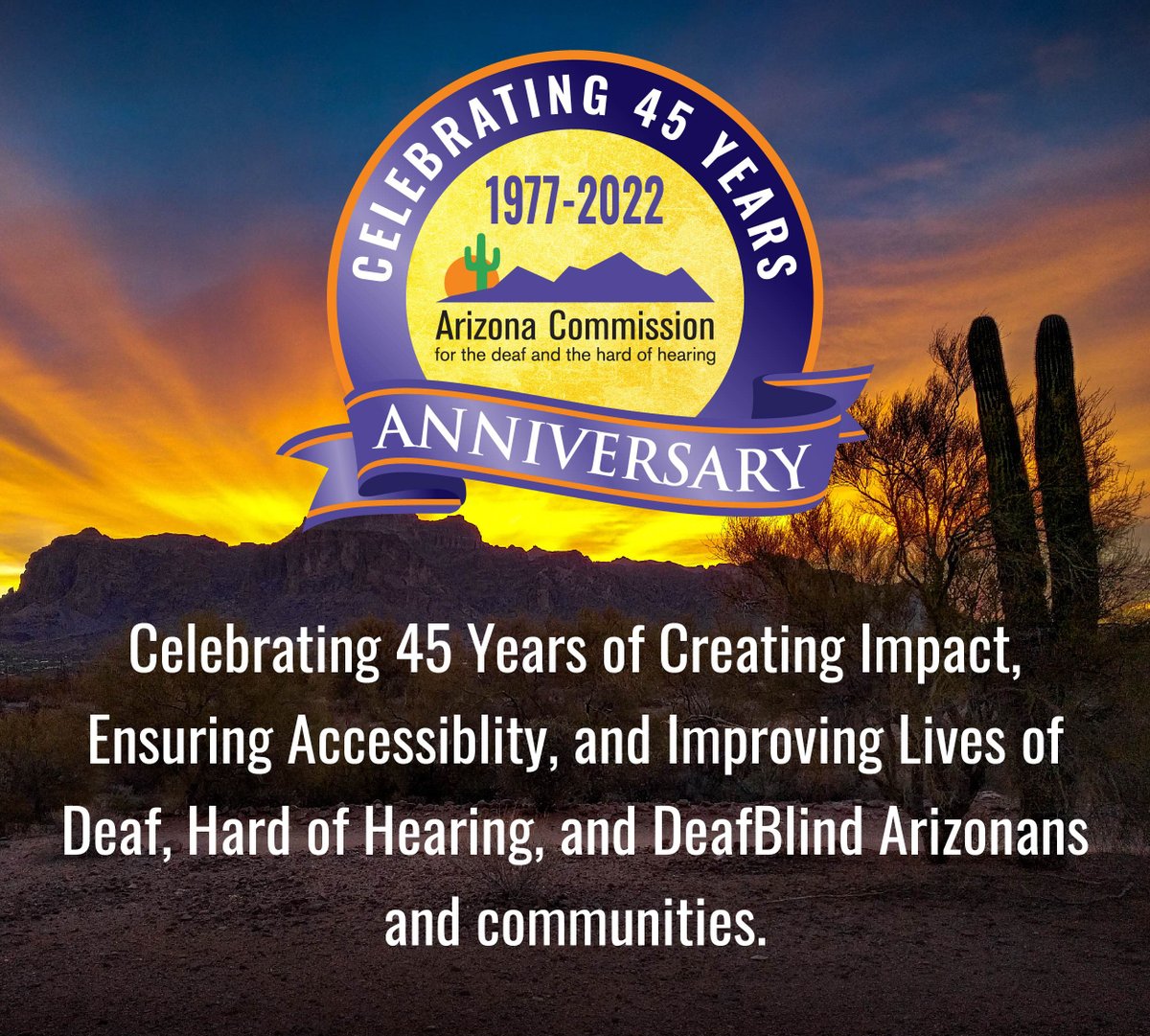 AzCDHH's tweet photo. Did you know that @AzCDHH just celebrated our 45th anniversary this past weekend on Saturday, August 27TH? Not only that but Sherri Collins is going on her 25TH year as our Executive Director. #ACDHHWay #ACDHH45 https://t.co/71uUhc2yK3