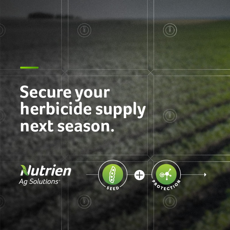 NutrienAgRetail's tweet photo. Book your soybean seed by Oct. 14, 2022 to guarantee your 2023 supply of glyphosate and glufosinate products.