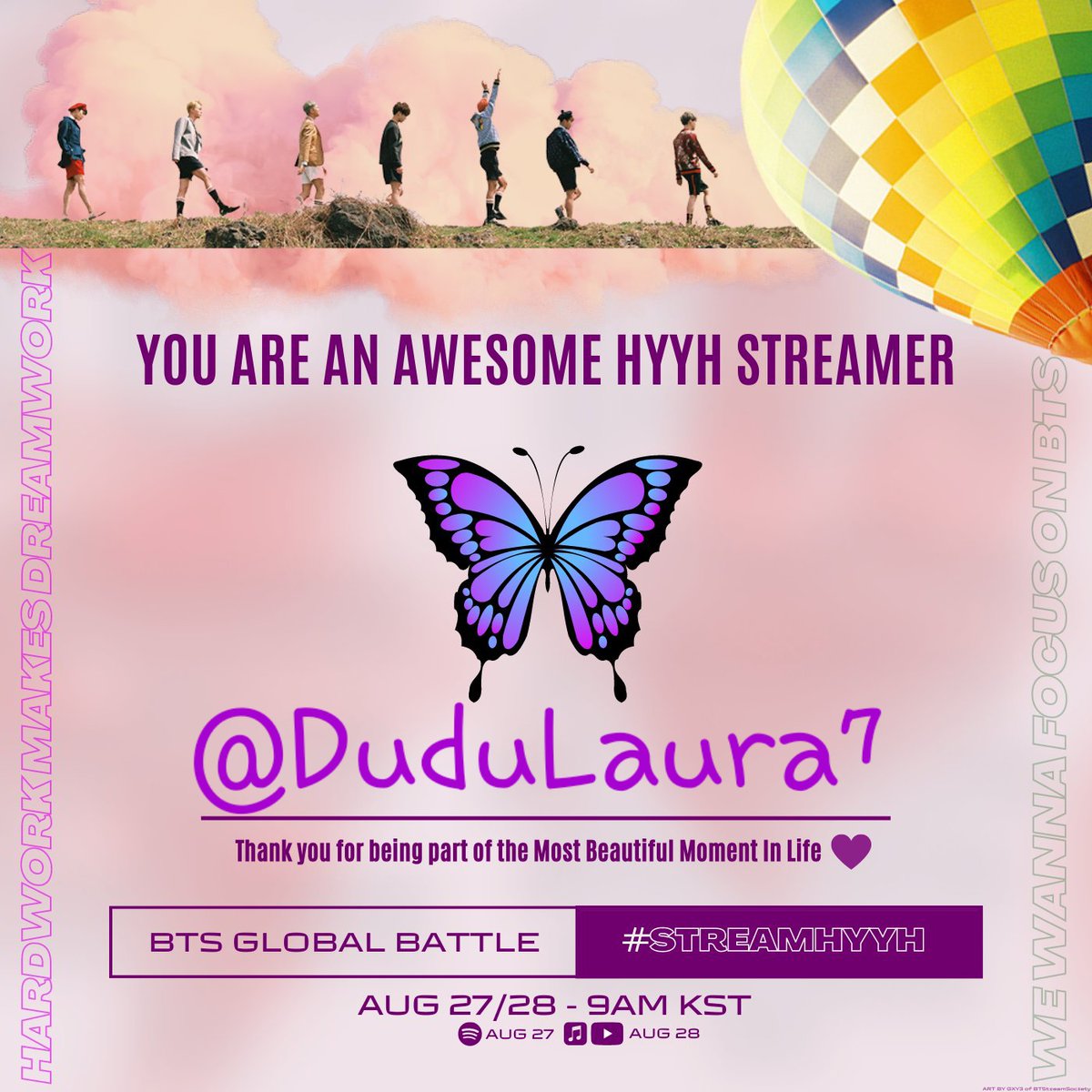 DuduLaura's tweet photo. @Army_Connect @LetsBeGoodHuman @BTS_twt I had so much fun! 
#HYYHPavedTheWay
#StreamHYYH https://t.co/nXmH5pzro7