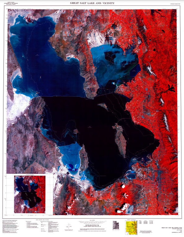 It's #FreeMapMonday! Re-tweet and follow us for a chance to win the Satellite map of Great Salt Lake and Vicinity! #USGSStore (U.S. residents only)