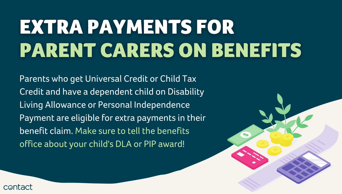 contactfamilies's tweet image. Parents of children who get DLA or PIP are eligible for extra payments in their Universal Credit or Child Tax Credit claim known as the disabled child element — but they must tell the relevant benefits office about it as soon as possible.

Find out more: bit.ly/TaxCreditsDisa…