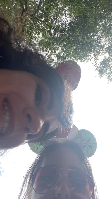 two sweatiest dudes ever waiting to ride splash mountain before we get a cream cheese pretzel 