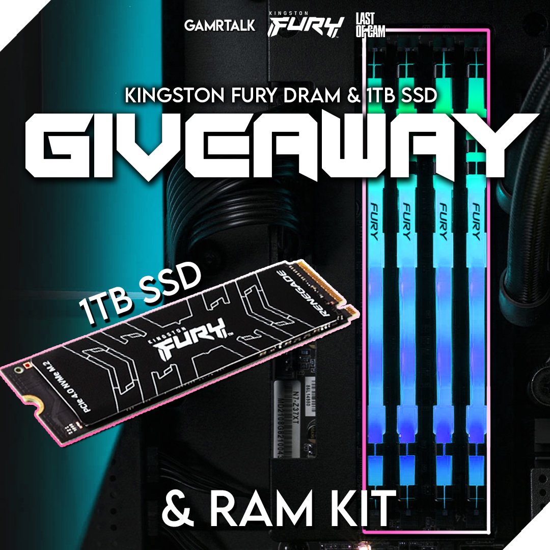 lastofcam's tweet image. ⚠️GIVEAWAY!⚠️ Win a 1TB Kingston FURY SSD and Ram Kit!🏆

📢 How To Enter:
- Retweet
- Tag 3 people that need a PC Upgrade!
- Follow @lastofcam
- Follow @Gamrtalk
- Follow @kingstontech 

Ends Soon!