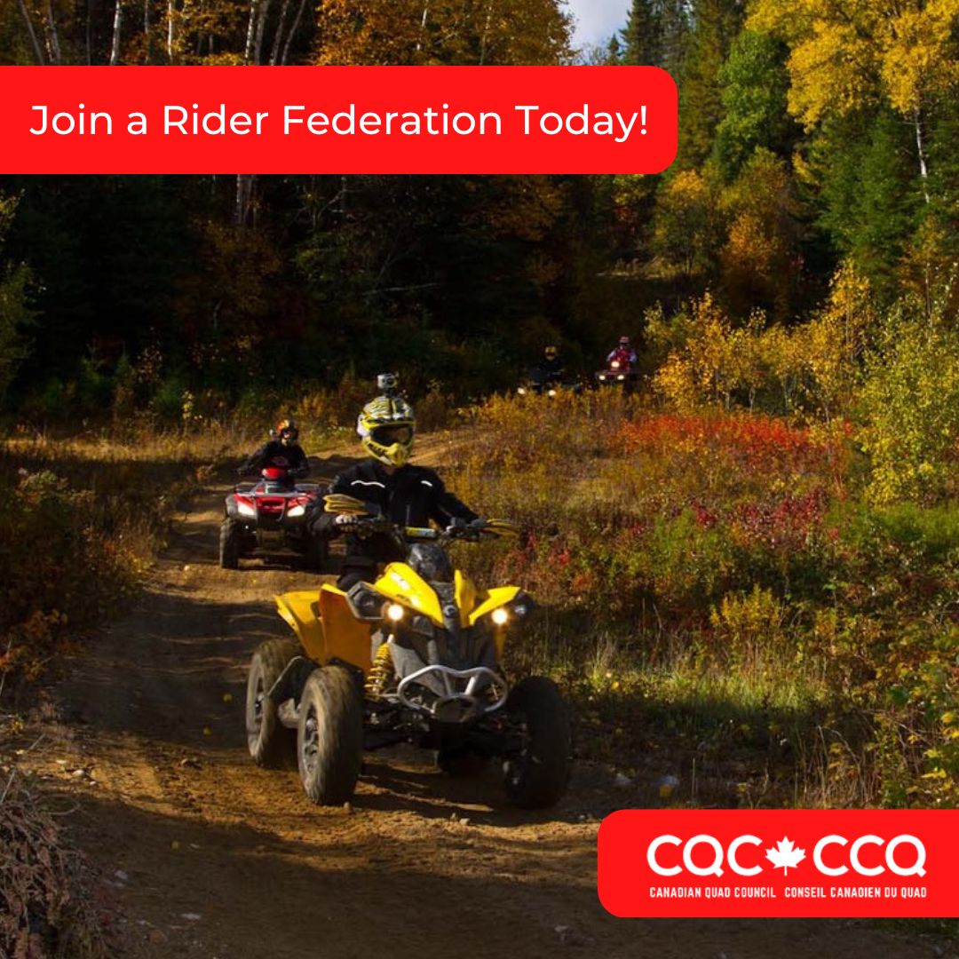 Joining a rider federation is an excellent way to stay connected and informed, and foster community with your fellow quad riders. 

Learn more about provincial quad rider federations here: quadcouncil.ca/rider-federati…

#RidingFederation #QuadRiding #ATVLife