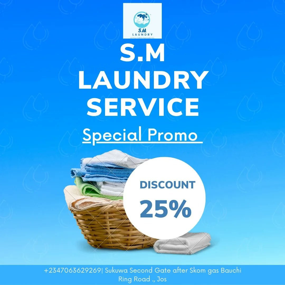 IamSocialMallam's tweet photo. Our grand opening is tomorrow and we are starting with a special promo.
With just 1500 10 pairs of you clothes will be iron and washed instead of 2000.
Promo last from now till 10th September.
#SMlaundaryNowOpen https://t.co/fHNbtZiTRo