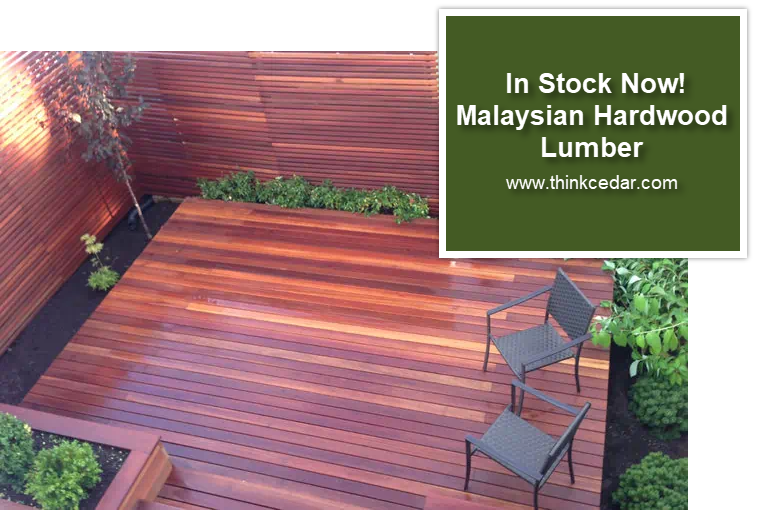 ThinkCedar's tweet photo. We are a distributor of Malaysian Hardwood Lumber from Kayu Canada. It is a beautiful wood, and it is practical too. Call us at 1.800.263.3653 our experts will be happy to assist you. Delivery is available. https://t.co/FPaB68AyrX
 #malaysianhardwood #kayucanada #thinkcedar https://t.co/KgATVHtHQv