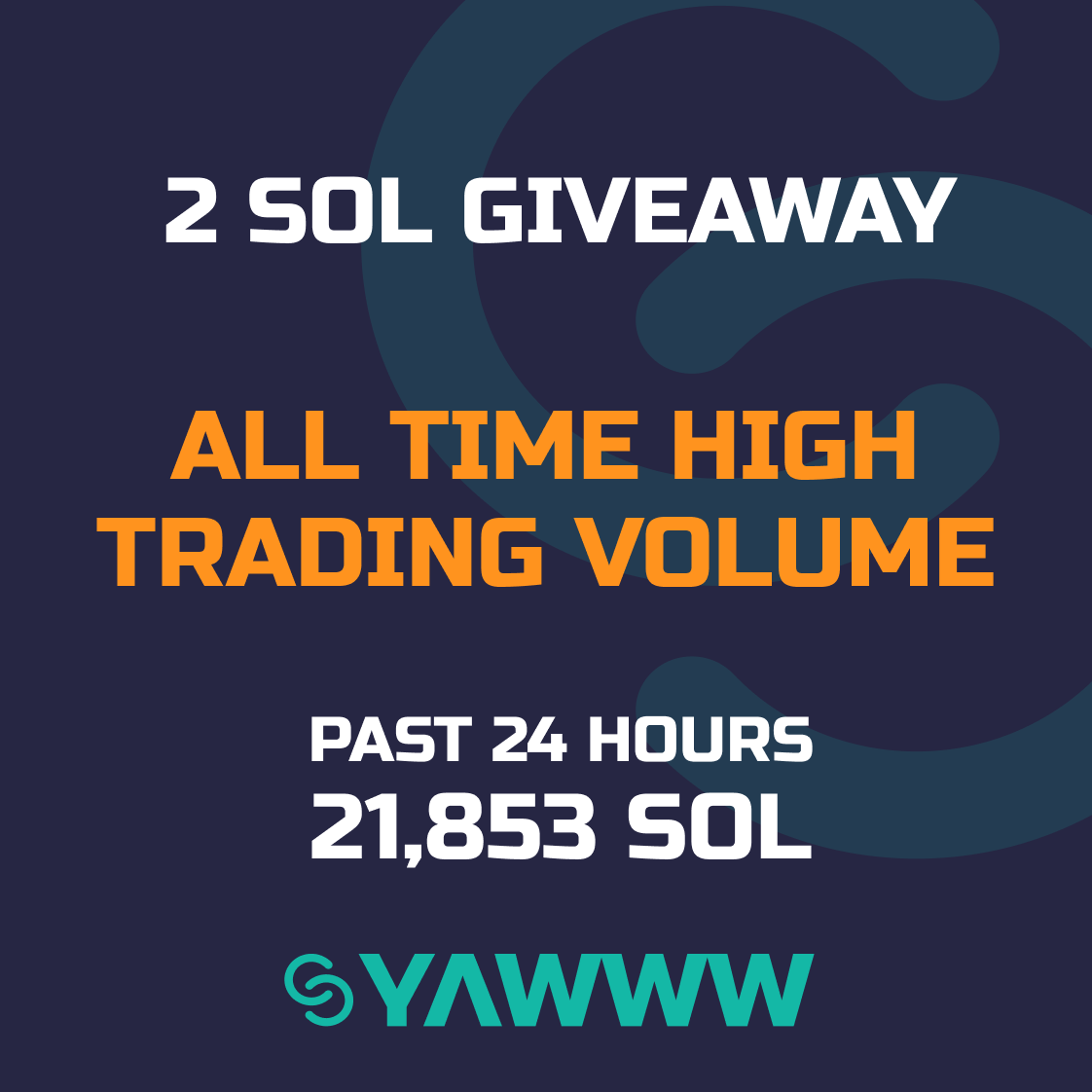 SharpTradeFi's tweet photo. 🎁 2 SOL GIVEAWAY 🎁 

We've achieved a new all time high of 21.8K trading volume in the past 24 hours!

To celebrate that, we're giving away 2 SOL!

HOW TO WIN:

1. Like and RT
2. Tag 3 Friends
3. Comment "YAW MARKETPLACE ATH" https://t.co/RU02EeFUT9