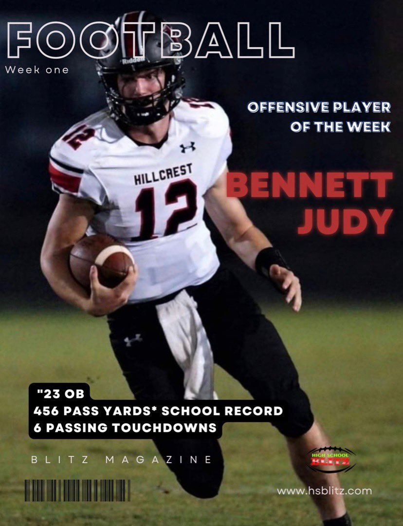 HighSchoolBlitz's tweet photo. Congratulations Bennett Judy on being selected High School Blitz Offensive POW!!! @BennettJudy1 @Ram_Footb_Media @FB_RecruitHHS https://t.co/zc6o2Z17hu