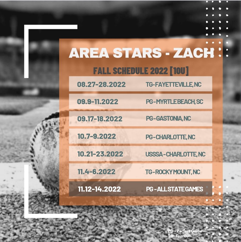10u Zach Fall Schedule