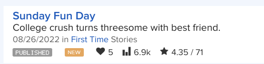HarperAnne79's tweet photo. Finally got my first story published on #LitErotica 
Seems to be doing pretty good 😃
I've submitted the other 6 from my website, so my Sexy Shorts will be managed there going forward.

#eroticfiction #shortstories #threesome #college #FFMM #writing 

https://t.co/3HFhQIhEQ1 https://t.co/VzhwhVCqW6