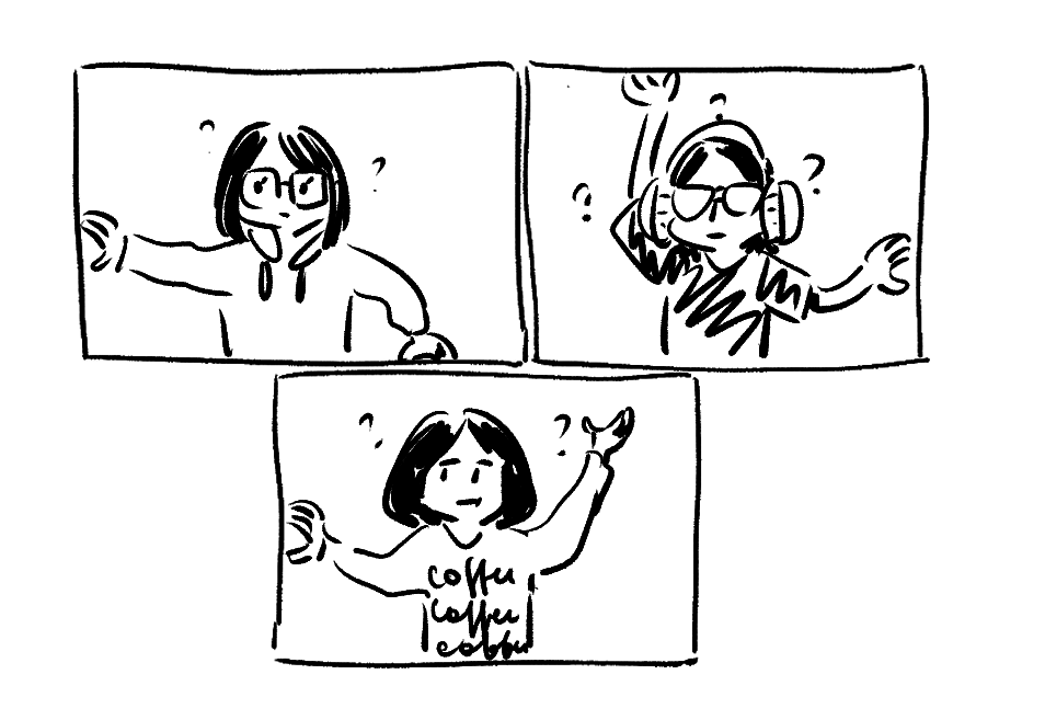 hahaha found these doodles of me, @CutTimeComic and @tsulala trying to make 🫶hearts🫶 during video call