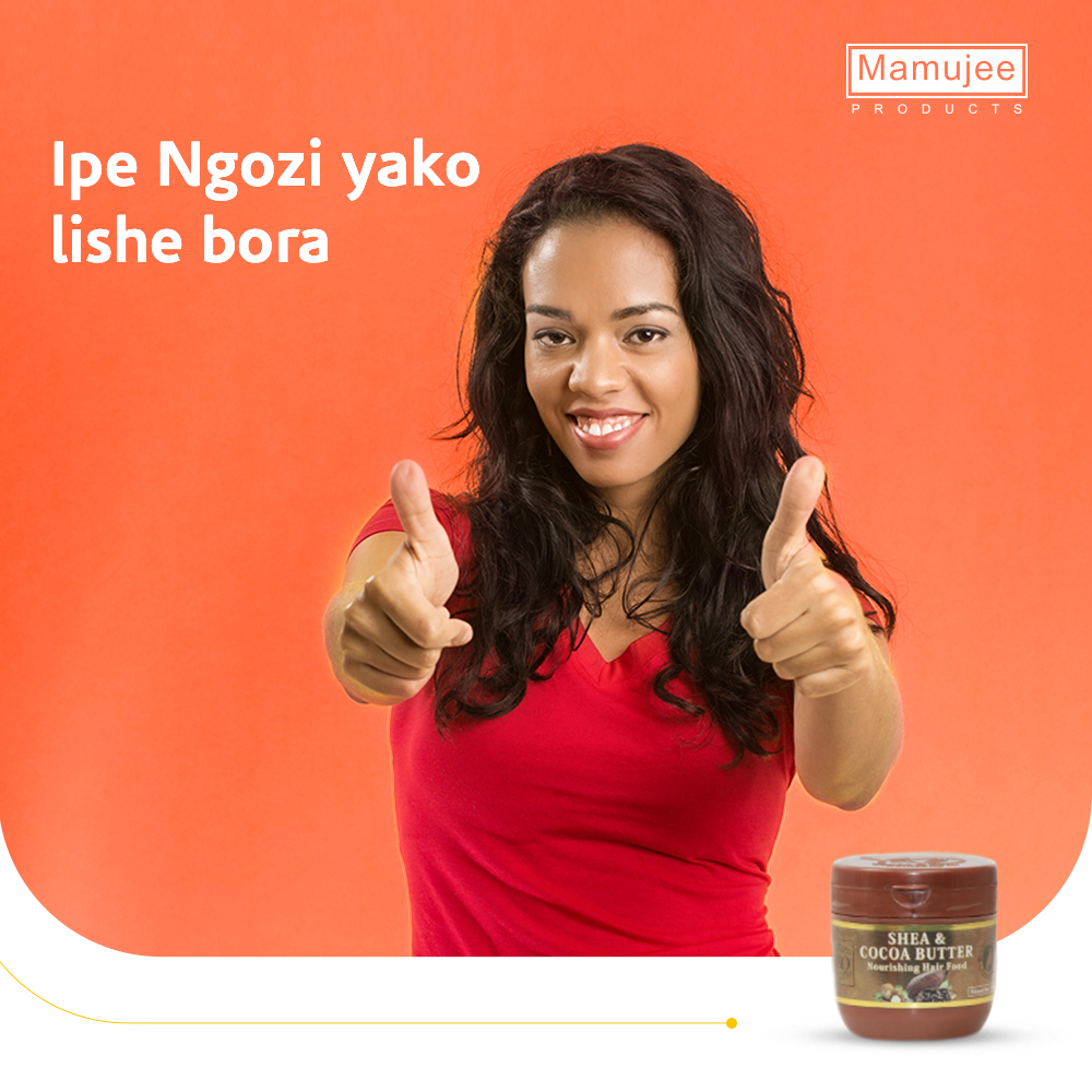 MamujeeLtd's tweet photo. Zipe nywele zako matunzo yakustahili na mafuta yetu mapya ya Shea &amp; Cocoa Butter yenye virutubisho vya cocoa kwa afya ya nywele na ukuaji endelevu. Kujipatia bidhaa hii na nyingine nyingi, wasiliana nasi kupitia +255 746 348 242. #SisiNiMamujee https://t.co/EgE78Vnx6b