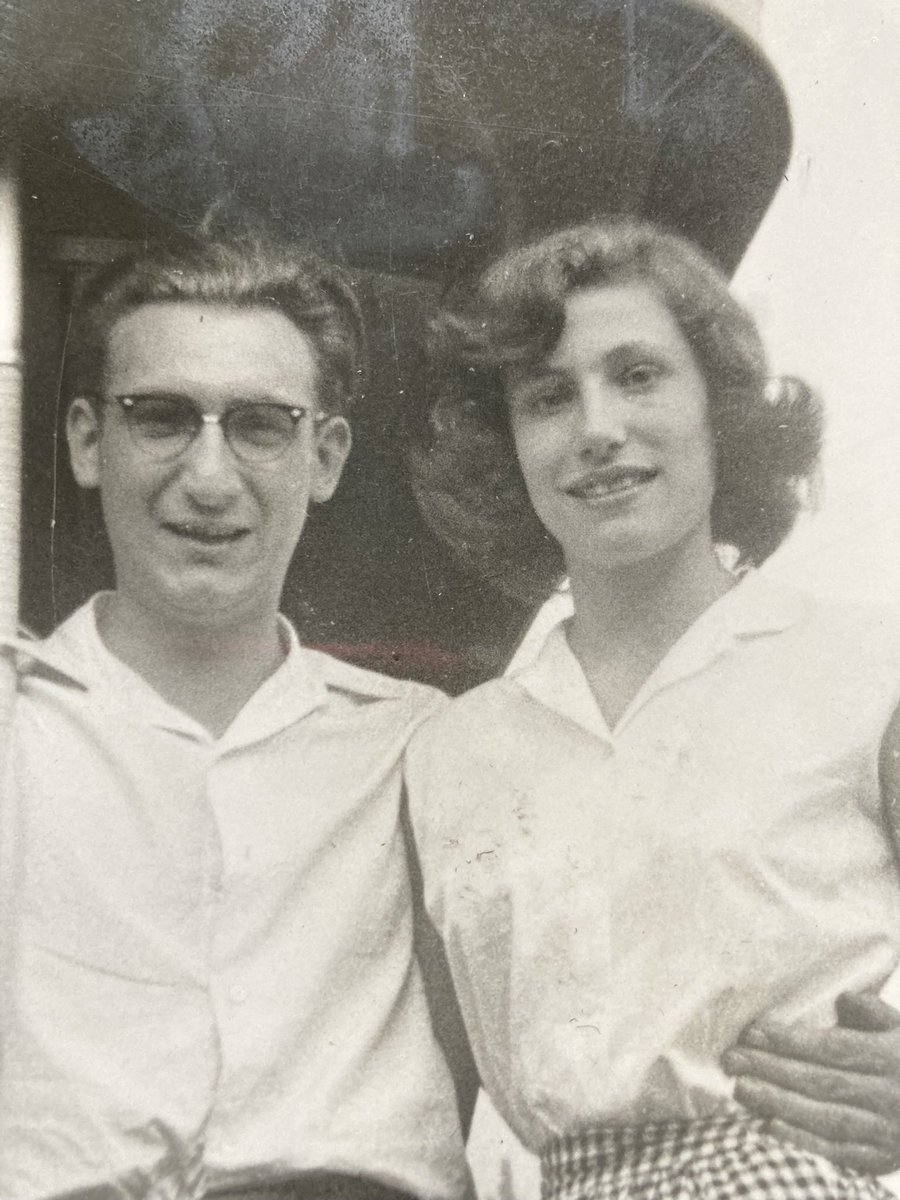 davidsupercat's tweet photo. It’s my father’s funeral tomorrow. And as many of you know, I lost my mother last year. They will be reunited in the family plot. This is a picture from 1955, young and carefree. I miss them both. https://t.co/cKfAJAJOIG