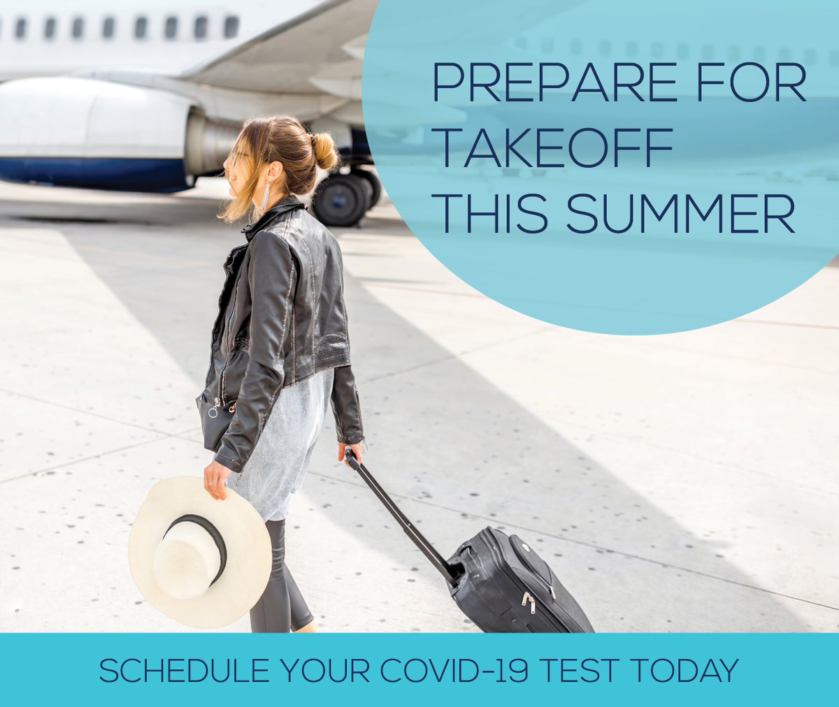 Before you takeoff or hit the road, don’t forget to schedule your COVID-19 test! We offer Rapid PCR testing with results in less than 24 hours. Travel safely and call us to schedule your appointment today!